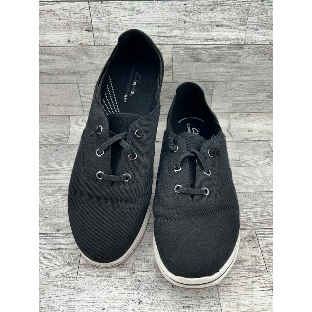 Clarks Cloudsteppers Mira‎ Tide Black Canvas Slip On Sneakers Women Size 10